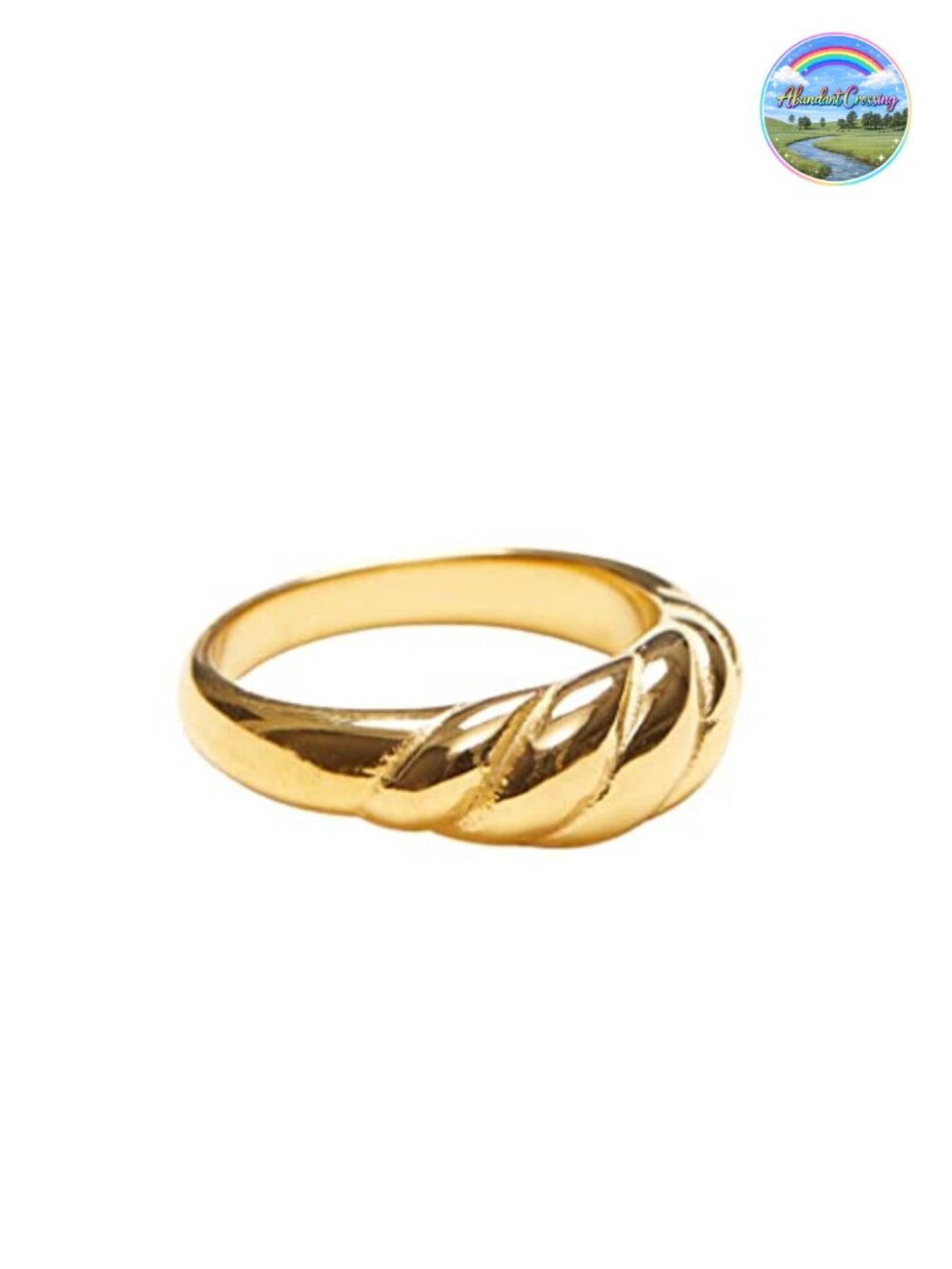 Shapes Studio 18K Gold Plated Dome Croissant Band Ring Stackable Signet